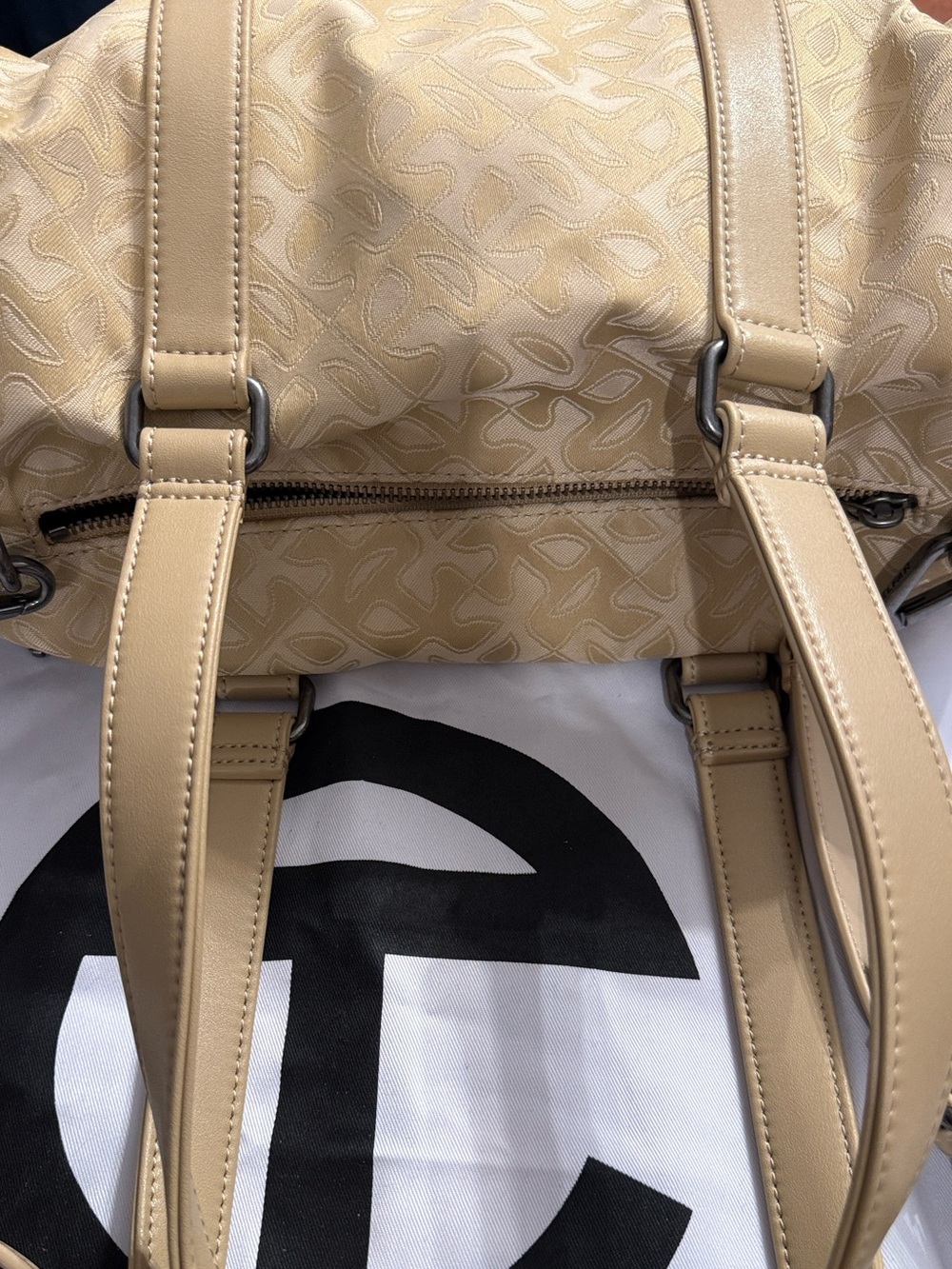 Telfar-Beige Monogram Barrel Bag